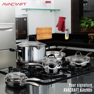 A-2610 / Hermosa y Resistente Batería de Cocina de ACERO INOXIDABLE Avacraft 10 Pcs